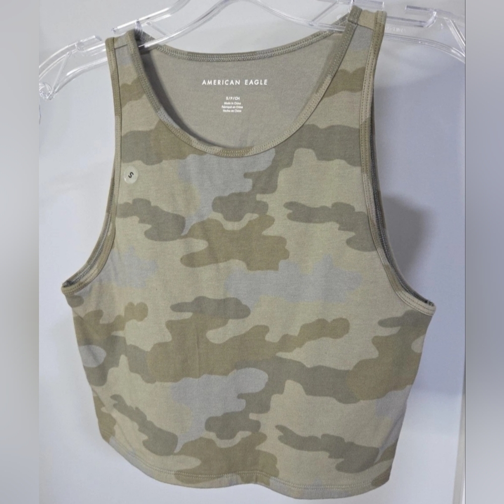 American Eagle Outfitters Camouflage Tank Top - Tan and Green